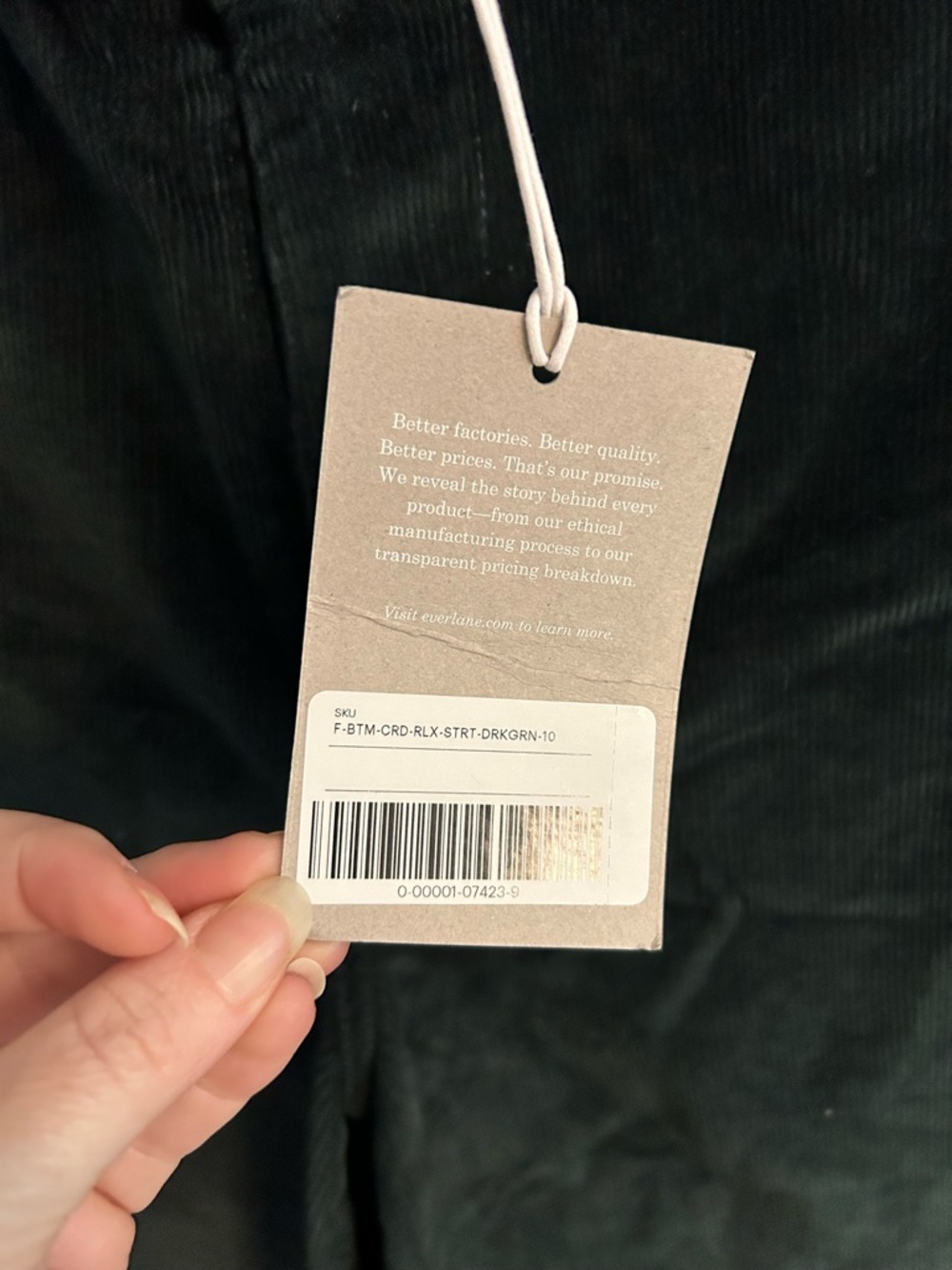 Everlane baby corduroy straight dark green pants - Picture 4 of 5